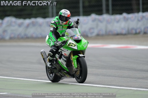2010-05-08 Monza 1878 La Roggia - Superbike - Qualifyng Practice - Matteo Baiocco - Kawasaki ZX 10R